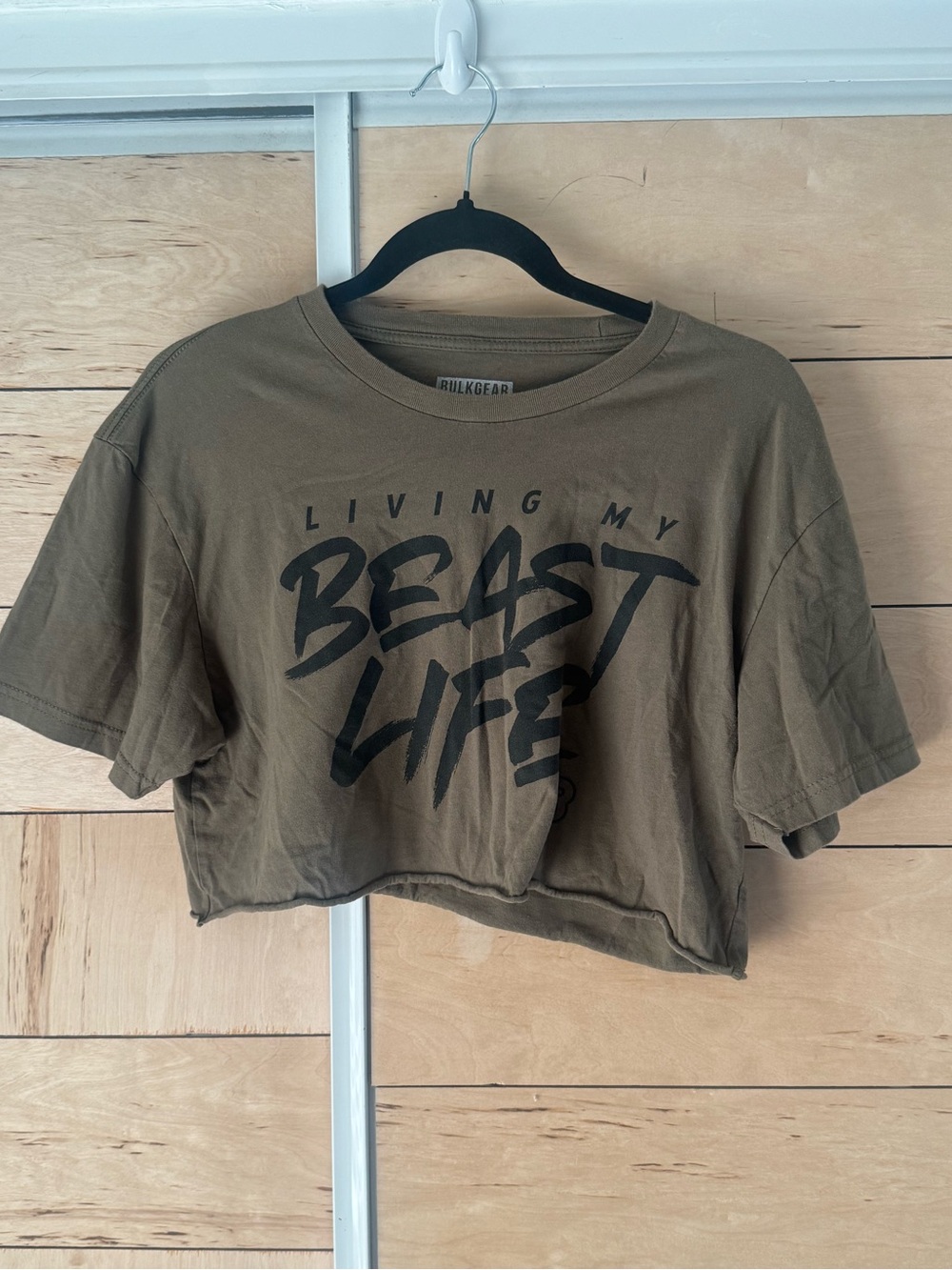 Olive 'Living My Beast Life' Crop Tee